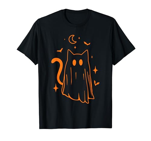 Ghost Cat Boo Divertido Halloween Animal Mascota Hombres Mujeres Niños Camiseta
