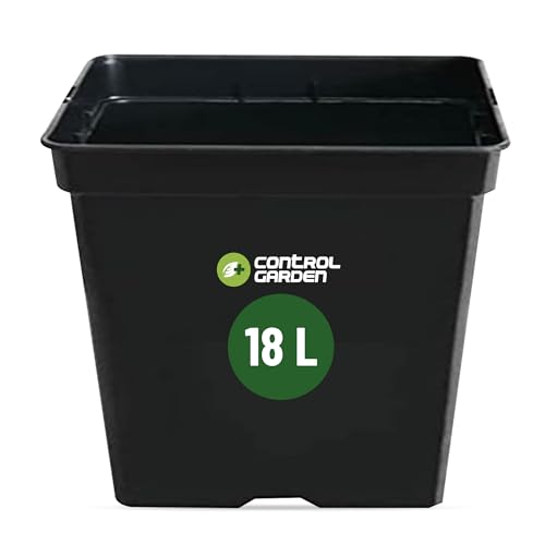 Growmania Pack 5 Macetas Cuadrada Para Plantas Negra 18l - Macetero Plástico Para Flores 30x30x30 Cm