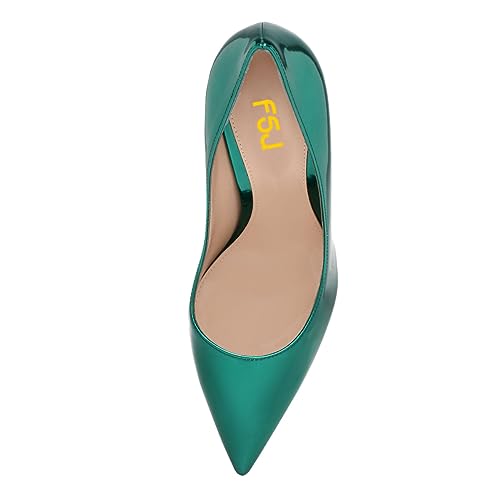 FSJ Women Gorgeous Pointed Toe Crystal Block Chunky High Heel Pumps Slip On Ladies Wedding Evening Shoes Size 4-16 US4