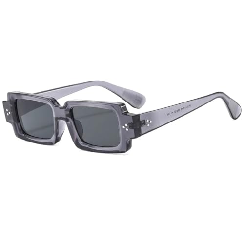 Lunettes de soleil rétro rectangulaires aux finitions rivets et verres transparents