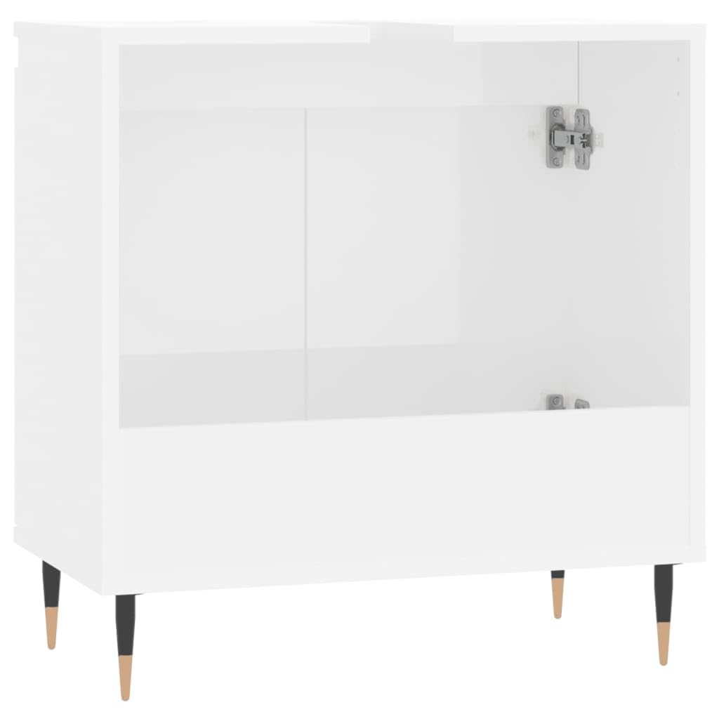ShGaxin Szafka łazienkowa Inżynieria Drewno Biały Połysk 58x33x60 cm, Meble Łazienkowe, Meble Do Szafki, Szafka Pomocnicza, Mała Szafka831574