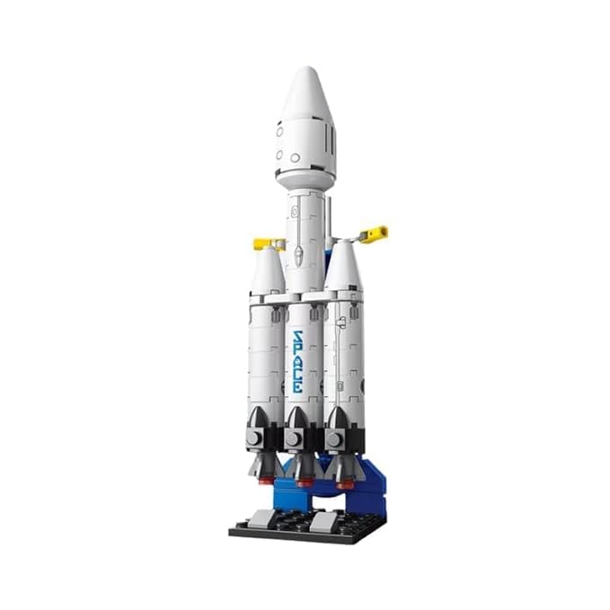 sky line ocean 3-stage space rocket building set – detailed launch vehicle model with display stand (falcon rocket)