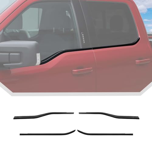 JeCar Black ABS Plastic Window Molding Trim for 2021+ Ford F150, 4pcs