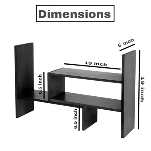 Image of Furniture Cafe Modern Wooden Desk Organizer Shelf - Multi-Tier Desktop Storage Rack for Books, Office Supplies & Decor