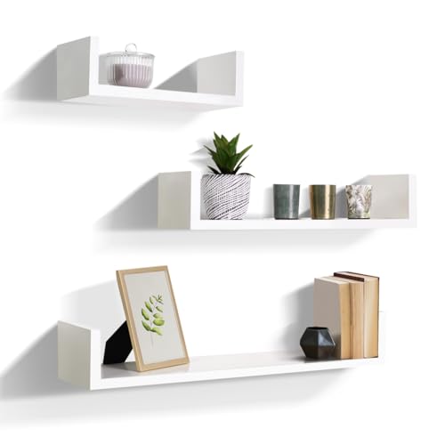 IDMarket - Lot de 3 étagères murales Blanches