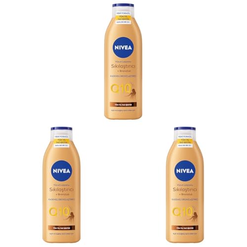 Vücut Losyonu, Q10 Sıkılaştırıcı ve Bronzlaştırıcı, 250 ml, Kademeli Doğal Bronzluk, 7 Günde Sıkı Cilt, Açık ve Buğday Tenli Ciltler (3 paketi)