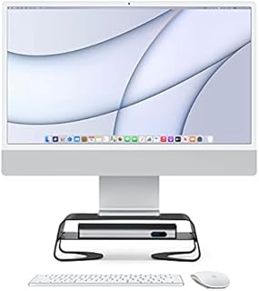 Twelve South Curve Riser Monitor Stand | Ergonomic desktop stand with storage shelf for iMac and Displays, matte black
