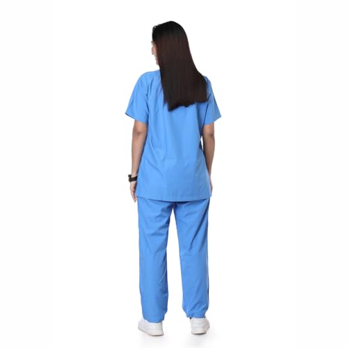 Image of Women's 5-Pocket Scrub Suit | Set of Top & Pant | Half Sleeves | Mandarin Collar | Breathable Polyviscose Fabric | Comfortable | Durable | Uniform for Doctors Nurse & Dentist SB 4XL