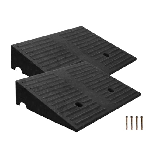 Rubber Curb Ramps for Driveway Curb Ramps for Sidewalks Door Ramps for Thresholds Heavy Duty 2 Pack 4 inch Rise Ramps for Wheelchairs Shed Ramp for Riding Mower 7000lbs Powersport Loading