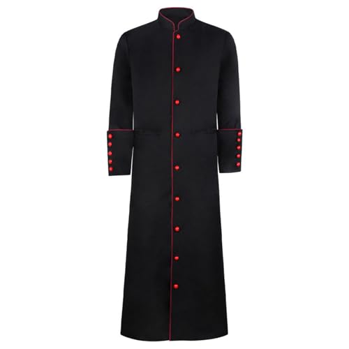 iunoket Bata de cascabel para hombre, batas de pastor, vestimenta de ministro, clero, púlpito, predicador, disfraz cristiano, Negro -, X-Large