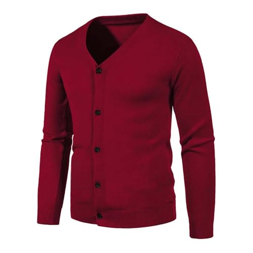 Men Slim Fit Button Front Knit Cardigan Sweater Casual Soft V Neck Long Sleeve Knitwear 5