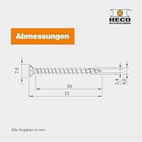 HECO-TOPIX-plus Holzschraube 4 x 35, Senkkopf mit Frästaschen, HECO-Drive, HD-20, variables Vollgewinde, verzinkt blau, A3K, 500 Stück – Ansicht 2