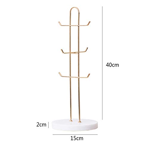 Marble Gold Plating Mug Holder Coffee Cup Holder Rack Drinkware Rack Kitchen Accessories Storage Tea Cup Organizer Drinkware Rack Holds 6 Cups