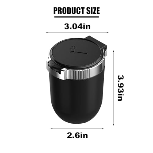 Image of Car Ashtray with Lid Smell Proof, Detachable Stainless Smokeless Ash Tray with LED Blue Light, Portable Mini Car Trash Can, Windproof Auto Ashtray Cup Holder for Car Home Outdoor Travel (Silver)