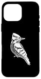 Installation facile Coque pour iPhone 16 Pro Max Line Art Oiseau & Ornithologue Pic Downy