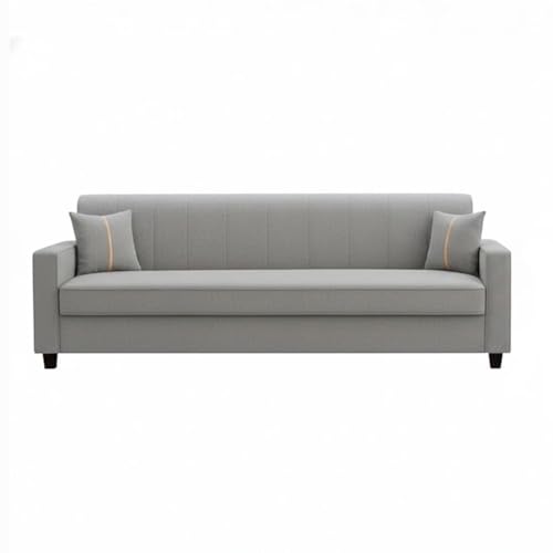 Image of FURNY Cosmos 3 Seater Fabric Sofa Set (Light Grey) Premium Velvet Finish | Durable Comfort | Ideal for Living Room