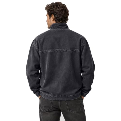 Men's Denim Shirt Washed Retro Quarter Zip Pullover Shirt Denim Top - image 7