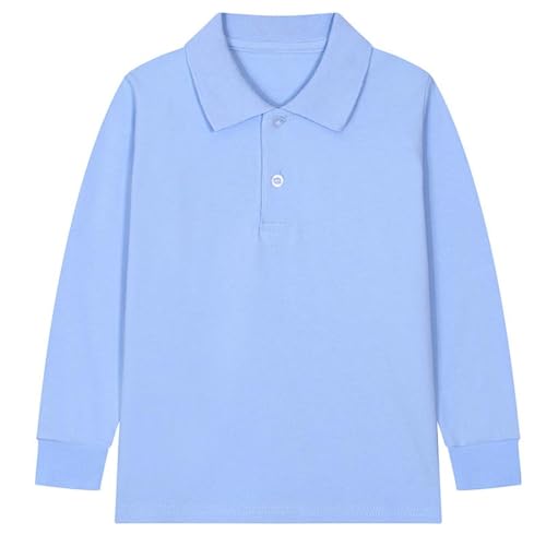 Boys Girls Long Sleeve Polo Shirts Kids School Uniform Golf Shirts Solid Color Polo T-Shirts 2-15 Years