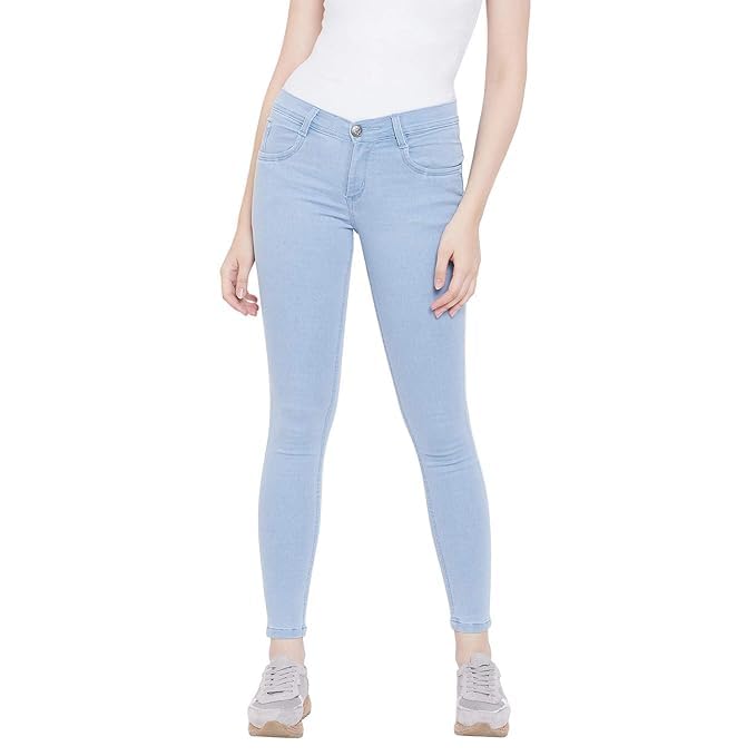 Image of Women Washed Skinny Fit Navy -26
