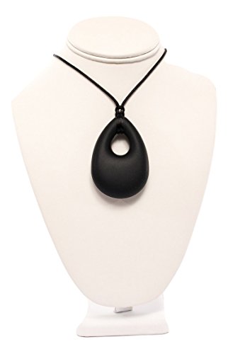 Silicone Teething Necklace, Black Teardrop, BPA, Lead, & Dioxin Free