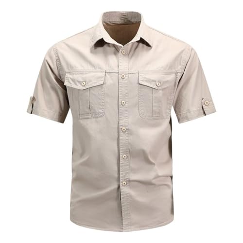 Camisa de manga corta para hombre transpirable con botones estilo casual seda helada