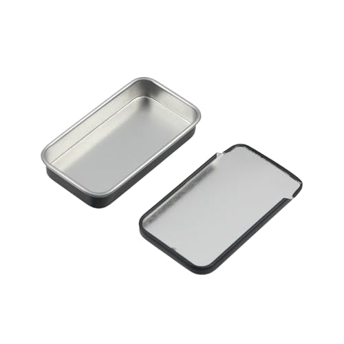 Image of Geesatis 10pcs Black Metal Box Containers,Empty Slide Top Small Metal Containers,Rectangular Empty Tinplate Storage(60mmx34mm)
