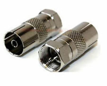 ASCL 2 x Coax Socket Female to F Plug Male Connector Adaptor TV Satellite Aerial Cable Lead Convertor