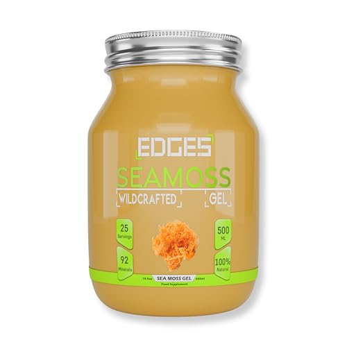 Edges Irish Sea Moss Gel 550ml - 100% Wildcrafted Sea Moss - 92 Vitamins & Minerals Immune Boost Superfood - Vegan & Gluten Free - Dr Sebi Approved