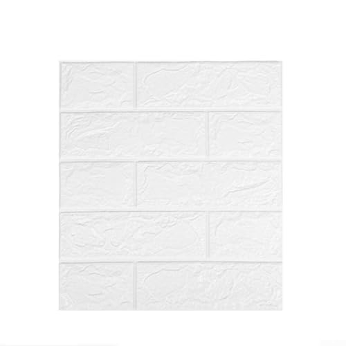 10 calcomanías de pared de ladrillo 3D, panel de espuma, impermeable, decoración para sala de estar, dormitorio, cocina, baño, renovación (blanco)
