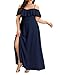 Women Plus Size Formal Dresses Navy Blue Bridesmaid Prom Off Shoulder Chiffon Wedding Guest Side Slit Aline Long Dress