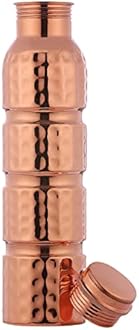 Pure Copper Water Bottle, Hammered Seamless, UNLINED, UNCOATED and LACQURED-FREE, 1000 Ml (33.81 Fl Oz) Capacity For Ayurveda Health Benefits