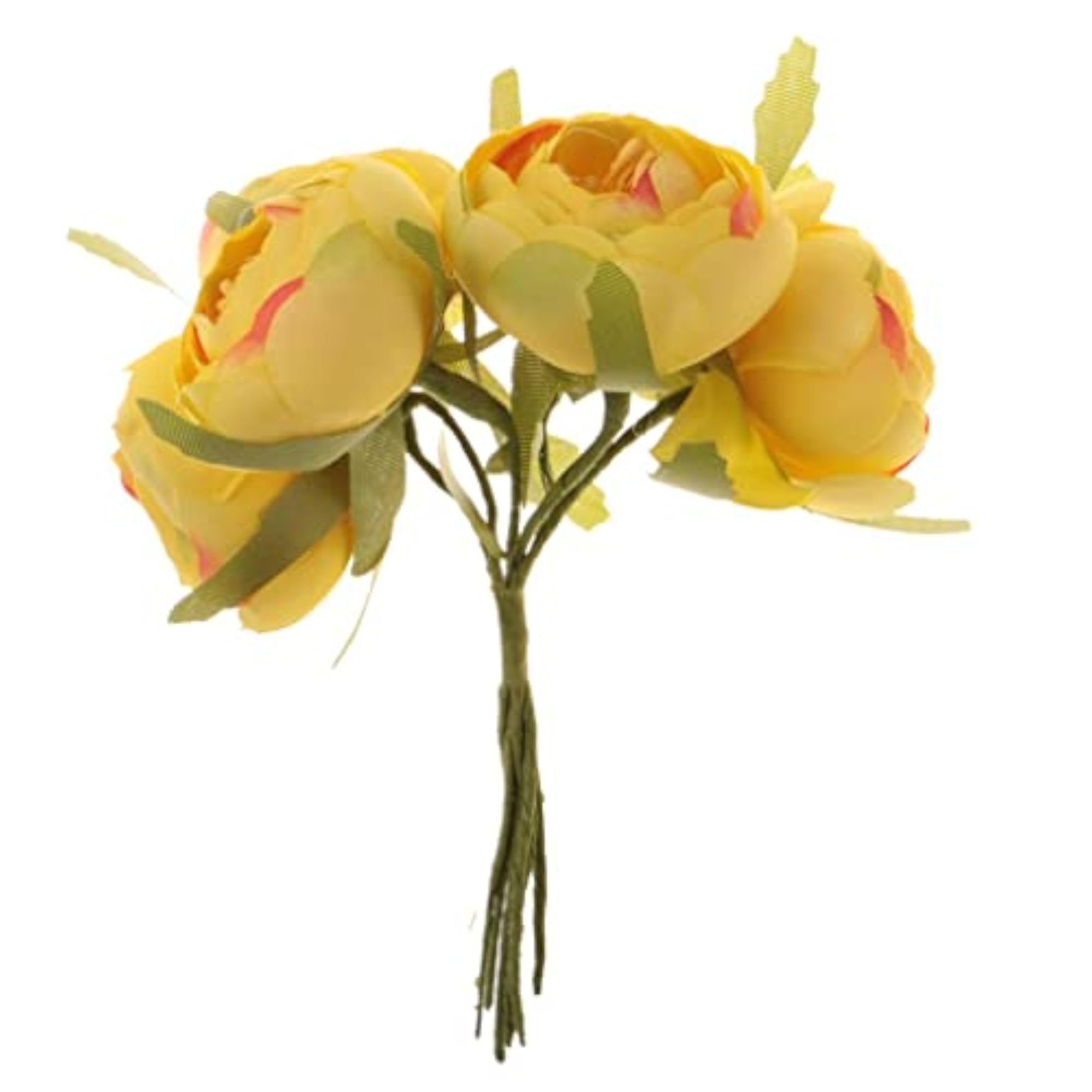 30pcs Artificial Camellia Bud Silk Flower Bouquet, Yellow