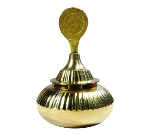 Generic Metal Sindoor Dani Kumkum Box Ultra-Light Handmade Sindur Kumkum Vermillion Box Dani Farua with Stick (Combo Pack) Color:- Golden Size -3 Inch