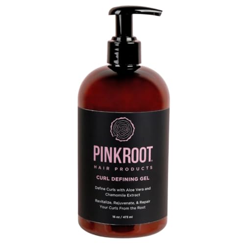 Pink Root Hair Products Curl Defining Gel for Curly, Wavy, and Kinky Hair - with Aloe Vera and Chamomile Extract (16 Oz)