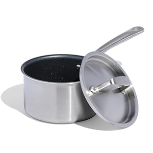 Made In Cookware – 2 Quart Non Stick Sauce Pan With Lid – Graphite – 5 Ply Stainless Clad Nonstick Saucepan – Professional Cookware – Crafted in Italy – Induction Compatible