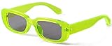 Laurinny Neon Green Sunglasses for Women Men, Cute 90s Rectangle Rave Sun Glasses Unisex Fashion Y2k Festival Narrow Rectangular Shades, Lime Green Frame/Light Grey Lens