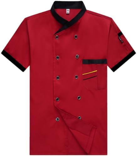 Unisex Chef Coat Short Sleeve Jacket,Breathable,Comfortable Button Closure - Kitchen,Restaurant,Hotel Uniform A