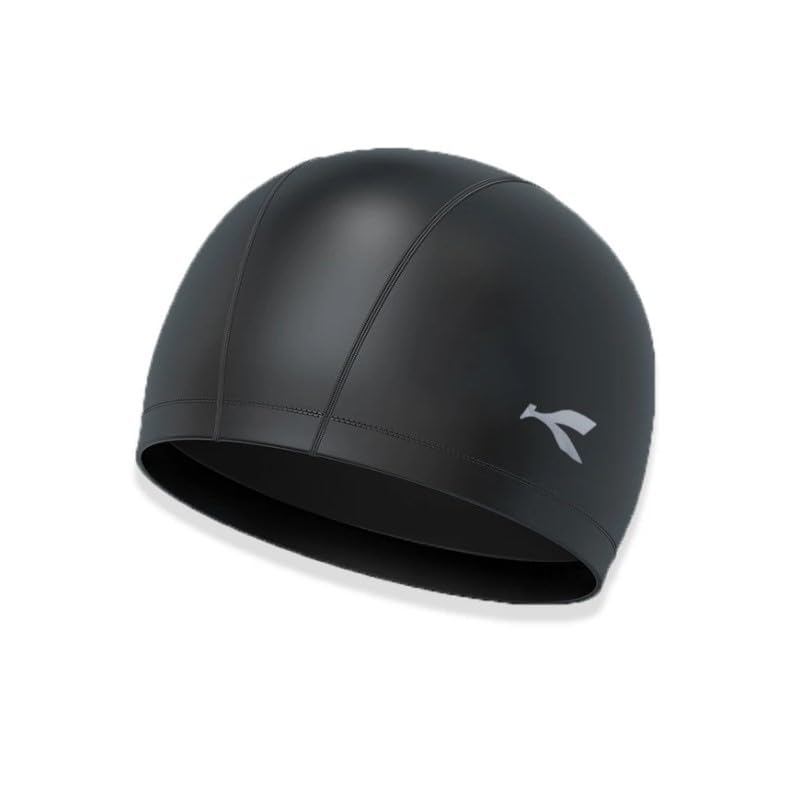 Image of Waterproof PU Swimming Cap for Men and Women | Adults Swimming Cap (Free Size, Not for Kids) (Black)
