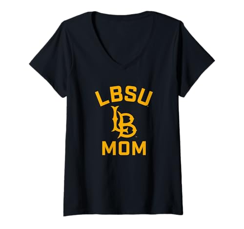 Womens Cal State Long Beach CSULB Arched Mom V-Neck T-Shirt