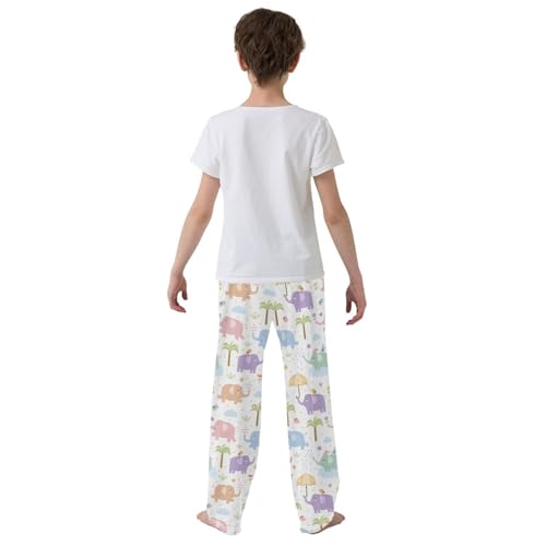 ZZXXB Colorful Elephants Boys Long Pants Soft Trousers Elastic Waist Kids Lounge Bottoms with Pockets S-XL3