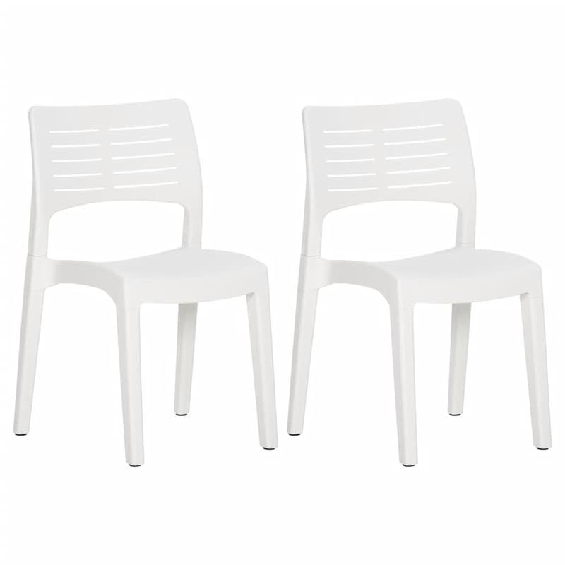 Eleganz Lot de 2 chaises de jardin blanches - En polypropylène léger et résistant aux intempéries - Pour terrasse, balcon ou jardin - Assise confortable en...