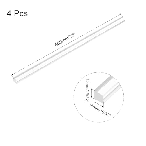 Image of MECCANIXITY 4pcs Acrylic Square Rods 19 /32 inchx16 inch Clear Acrylic 15mmx400mm