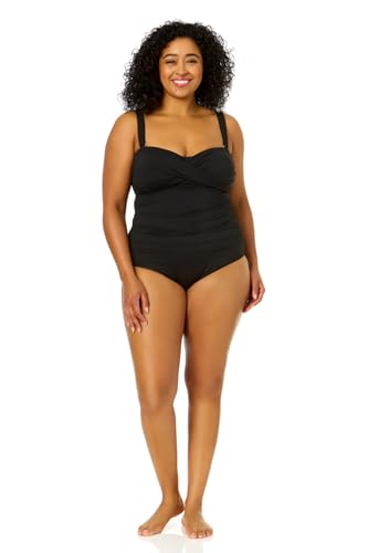 Anne Cole Plus Size Twist Front Shirred Bandeaukini4