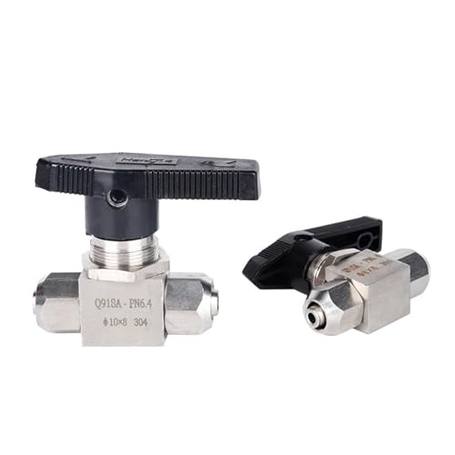 EXBWXNIL Schnellschraub-Kugelhahn aus Edelstahl 304, 4 mm, 6 mm, 8 mm, 10 mm, 12 mm, PU-Schlauchplattenventil, Schaltventil(8mm OD Tube)