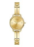 Guess Damen Armbanduhr Bellini mit goldfarbenem Edelstahlarmband, 3 Bar, Gehäusedurchmesser: 30 mm, GW0022L2