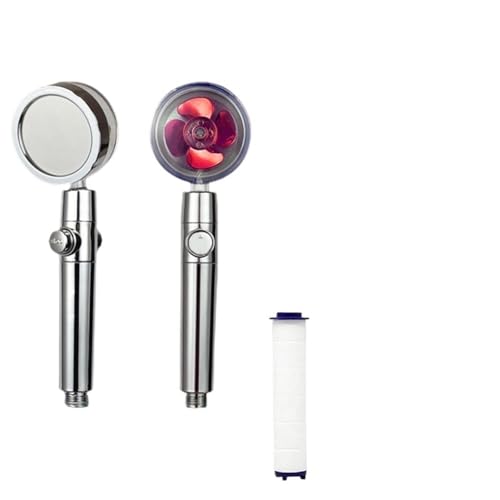 PEVAVFZMMY 360°Swivel Shower Head Water Saving Turbo Propeller Flow Showerhead With Fan Built-in Filter Bathroom Accessories Shower head(Rosso)