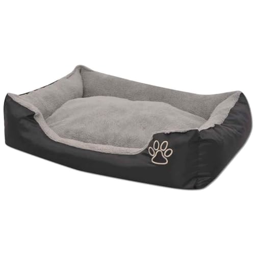 Lit pour chiens noir taille L : canapé antidérapant avec coussin rembourré confortable