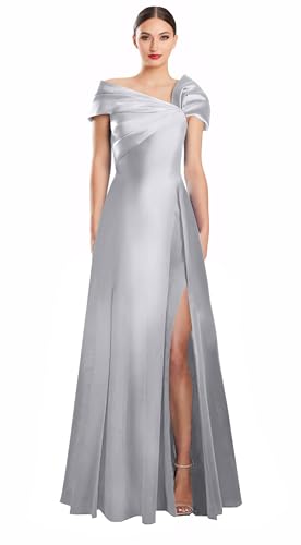 Image of Off Shoulder Satin Formal Dresses Long A Line Evening Party Prom Dresses for Women EA002