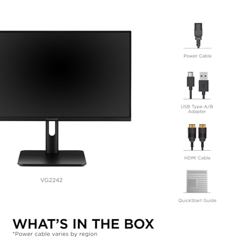 Image of ViewSonic VG2242 22 Inch 1080p Monitor, VA Display with 120Hz for Smooth Home and Office Productivity, Advanced Ergonomics, HDMI, DisplayPort, VGA, and USB Inputs