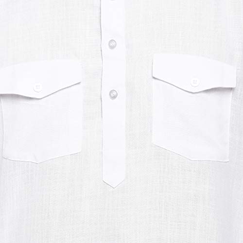 Kurta Pathani en coton vêtement traditionnel homme ensemble blanc 40